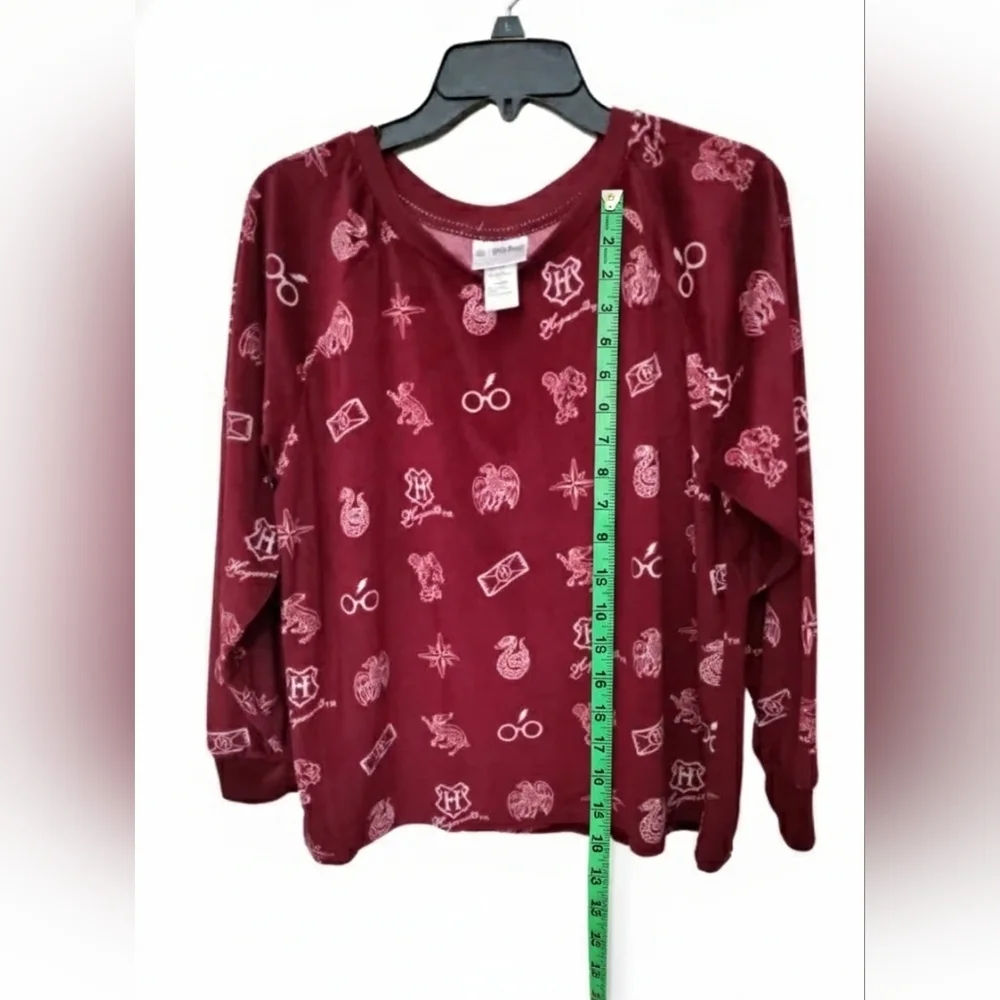 Harry Potter Burgundy Pajama Shirt – Magical Symbols Print, Soft & Cozy (L) - Picture 7 of 9
